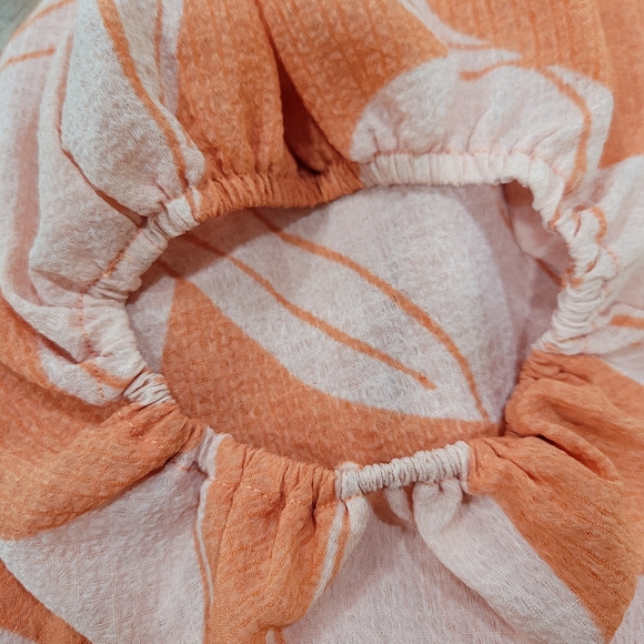 A New Day Orange Floral Print Chiffon Muse Blouse Tie Neckline - Picture 4 of 9